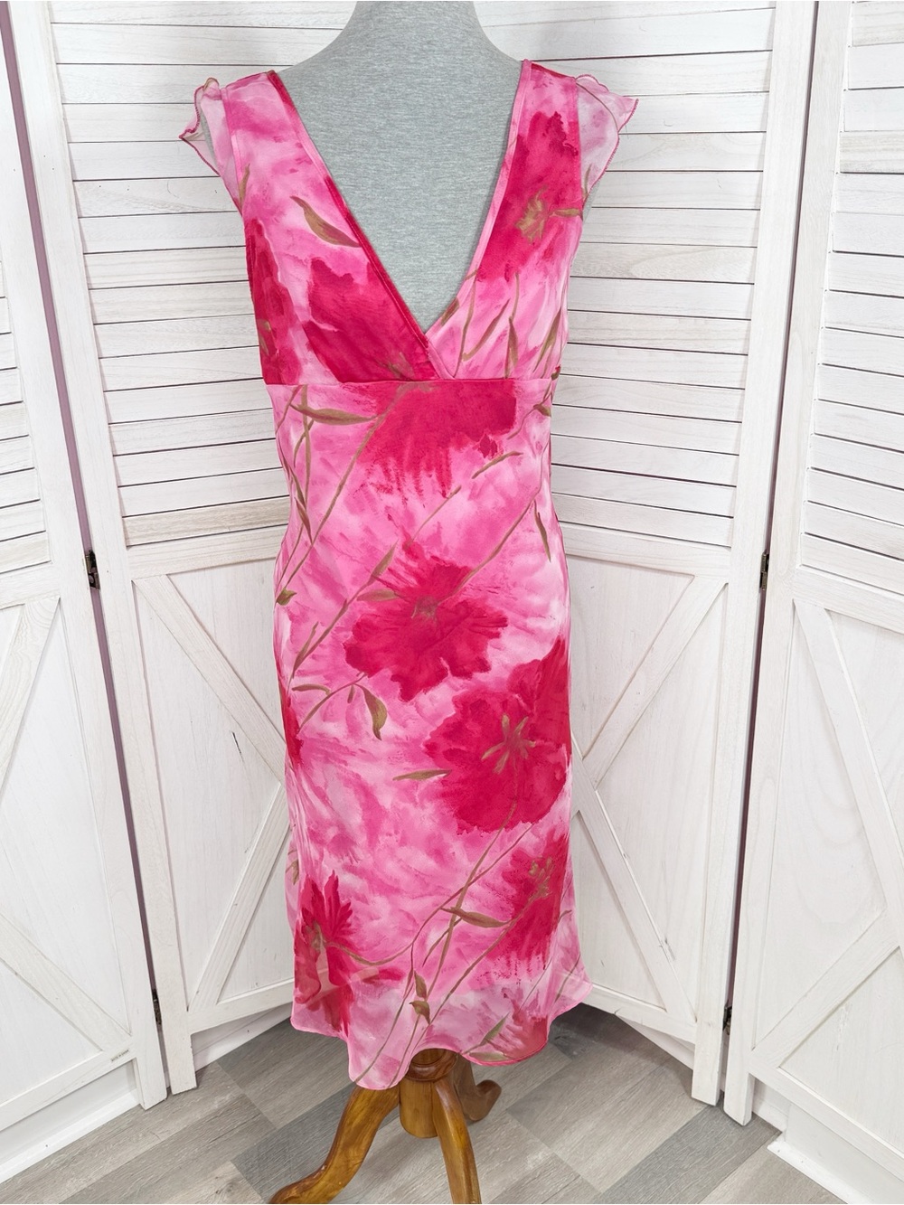 Y2K Vintage Studio Soleil Floral Slip Dress Pink Juniors Large Fairycore Twee